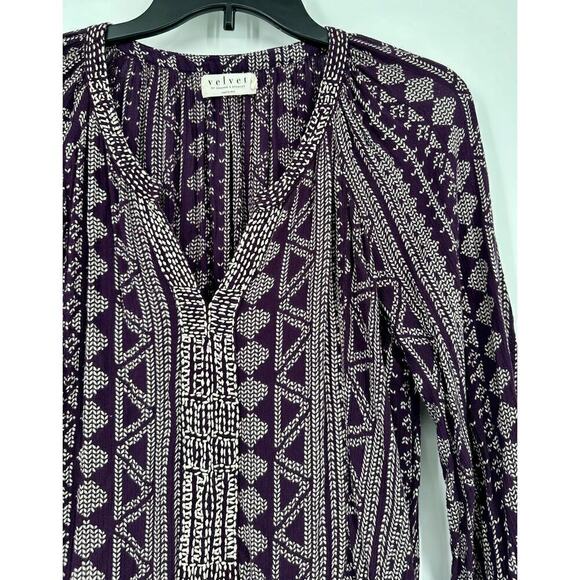 Velvet By Spencer Graham Geraldine African Print Peasant Dress Size S Fine Wine - Picture 4 of 9